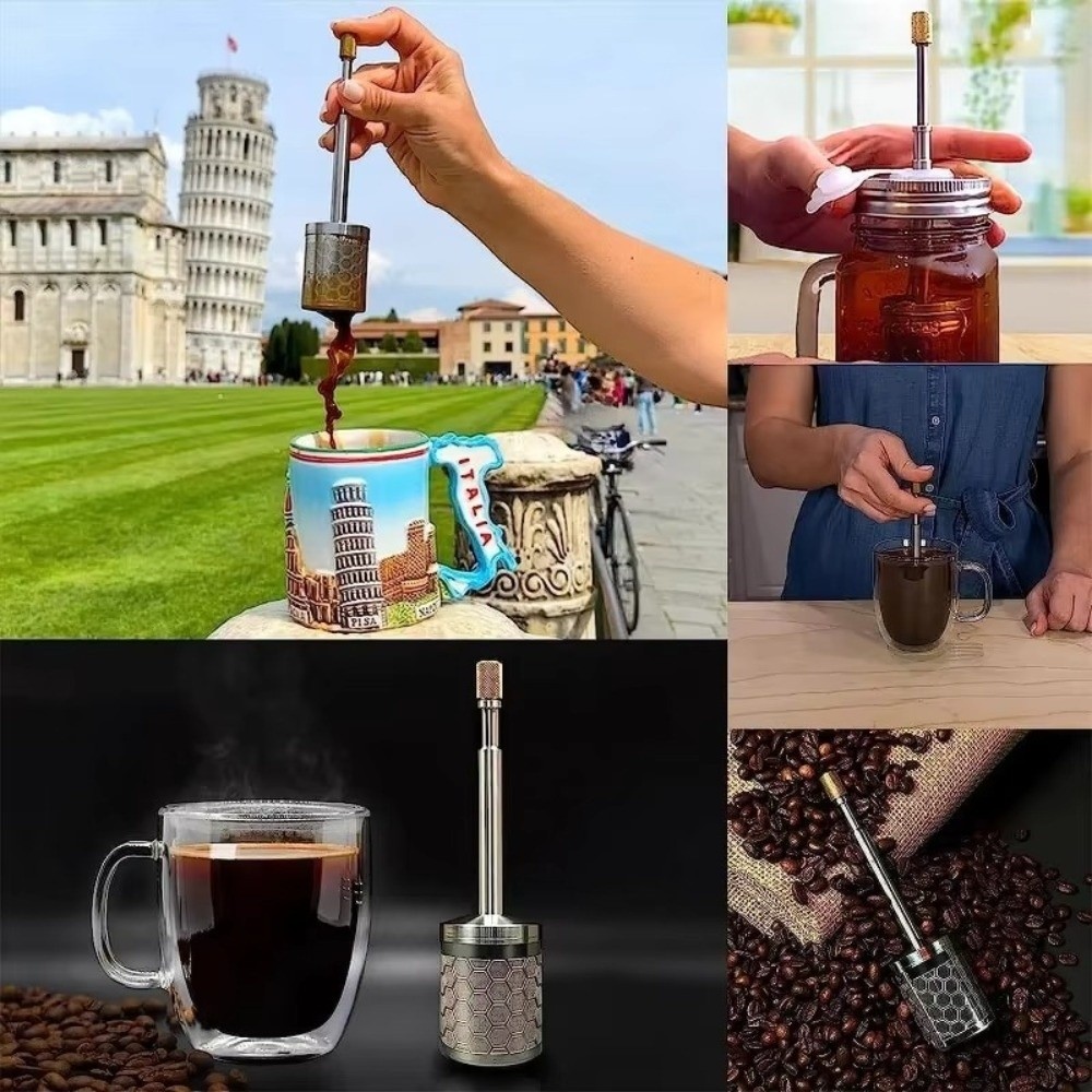 Coffee Tea Press - ที่กรองชาและกาแฟแบบกด ตาข่ายละเอียดพิเศษ ด้ามจับยาว ที่กรองชาแบบกด ที่กดชงกาแฟ อุปกรณ์ชงกาแฟที่บ้าน