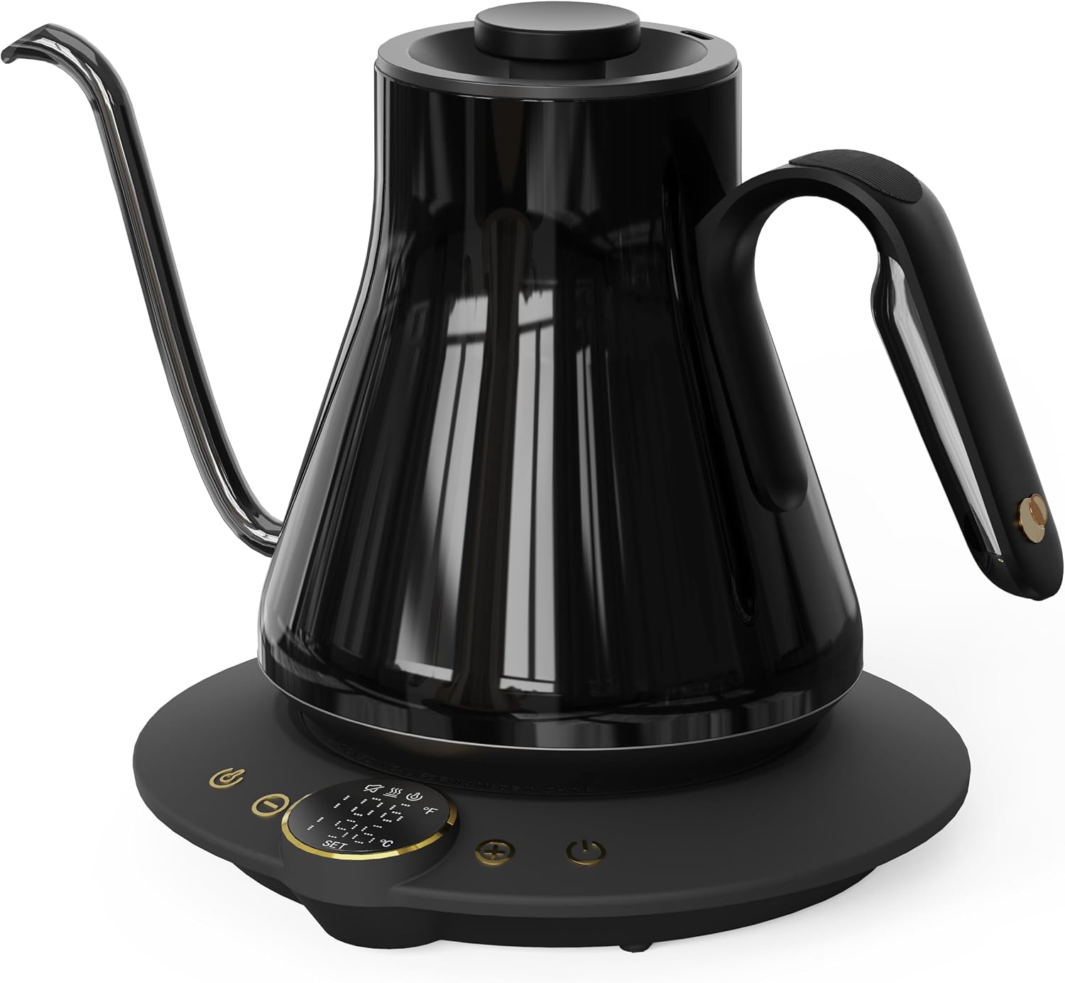 Pour Over Kettle - กาต้มน้ำไฟฟ้าแบบคอห่าน, ±1 ° ควบคุมอุณหภูมิได้อย่างแม่นยำ, ระบบทำความร้อนเร็ว 1500