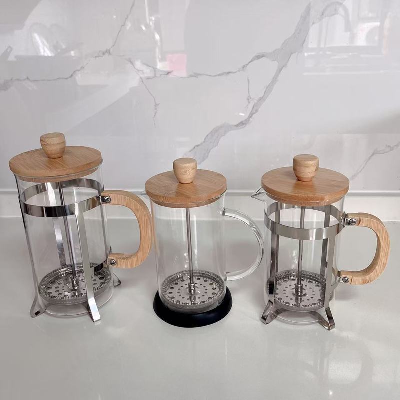 Coffee Tea Press - หม้อต้มกาแฟเฟรนช์เพรสทนความร้อน, หม้อต้มกาแฟแบบชงด้วยมือ, ที่กรองสแตนเลสสำหรับใช้ในบ้าน, ที่ชงชาไม้ไผ่