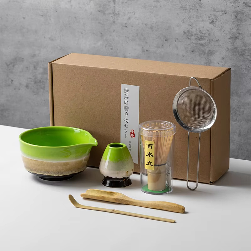 Matcha Whisk Set - ชุดน้ำชามัทฉะสไตล์ญี่ปุ่นช้อนตักชามมัทฉะเซรามิกทำด้วยมือในร่มแบบดั้งเดิมเครื่องมือทำชา4/5ชิ้น/เซ็ต