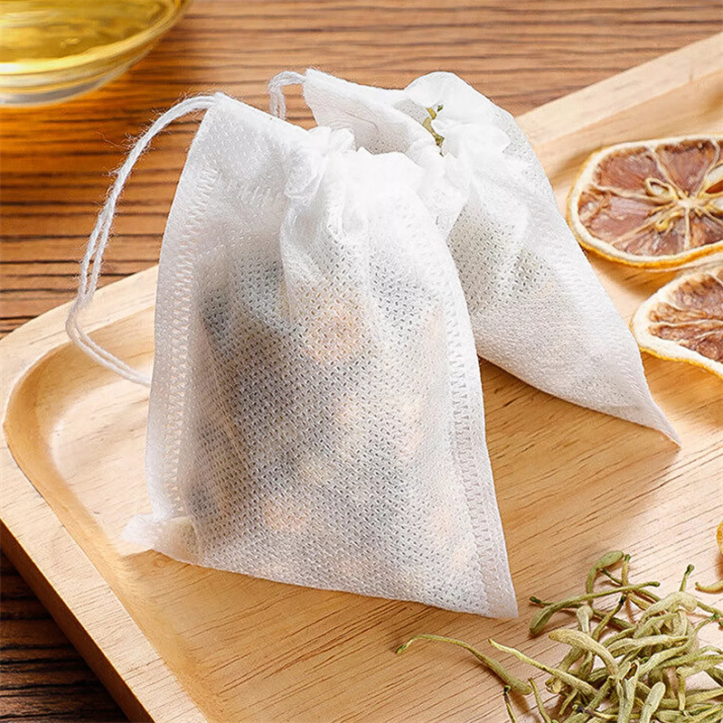 Coffee Tea Spices - ถุงชาแบบไม่ถักทอ 100 ชิ้น ถุงชาแบบใช้แล้วทิ้งพร้อมเชือกผูก ปิดผนึกได้ ใช้กรองกาแฟ