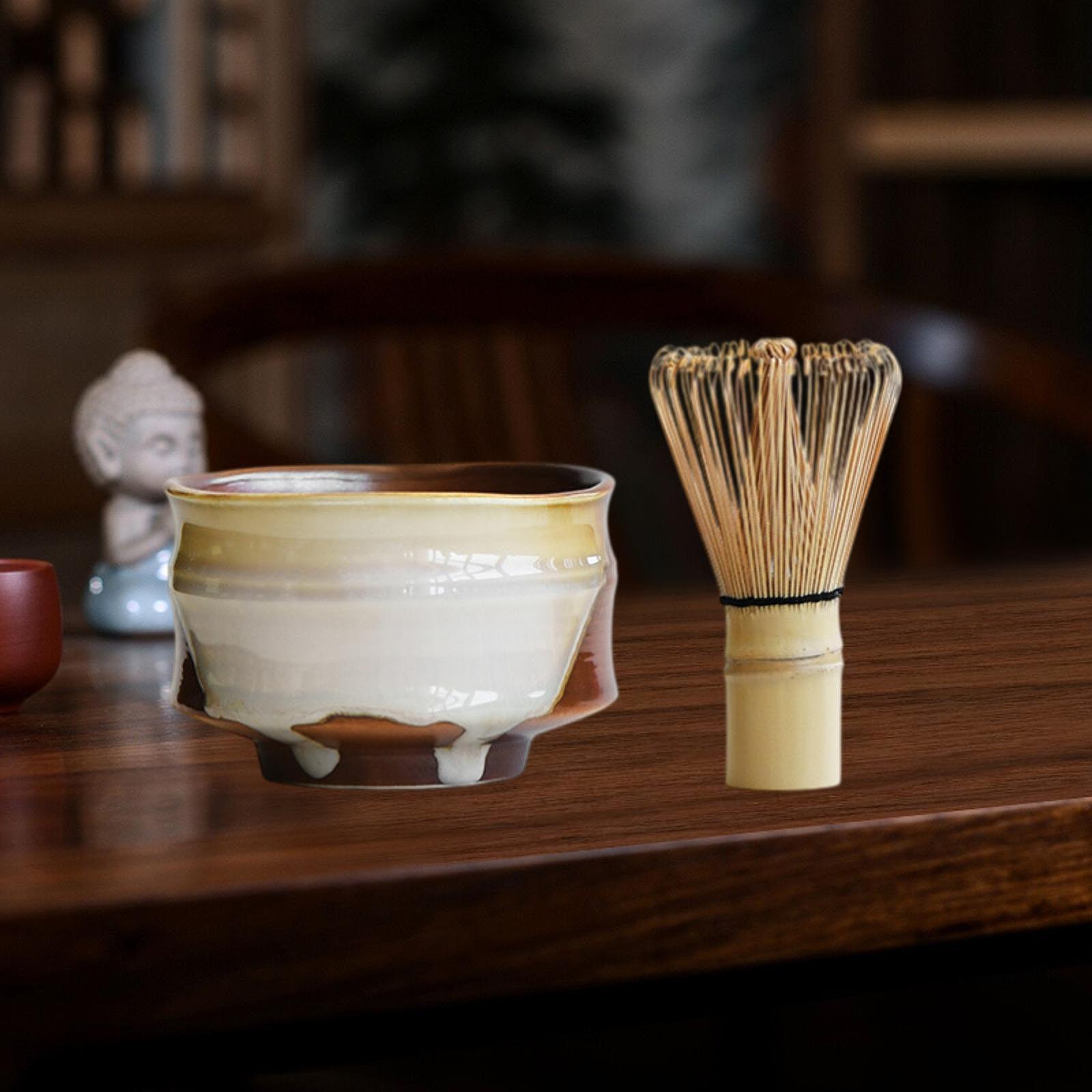 Matcha Whisk Set - ชามมัทฉะเซรามิก ชามชาญี่ปุ่นทำมือ ชุดชาวานพร้อมที่ตีชา สำหรับพิธีชงชาแบบคลาสสิก