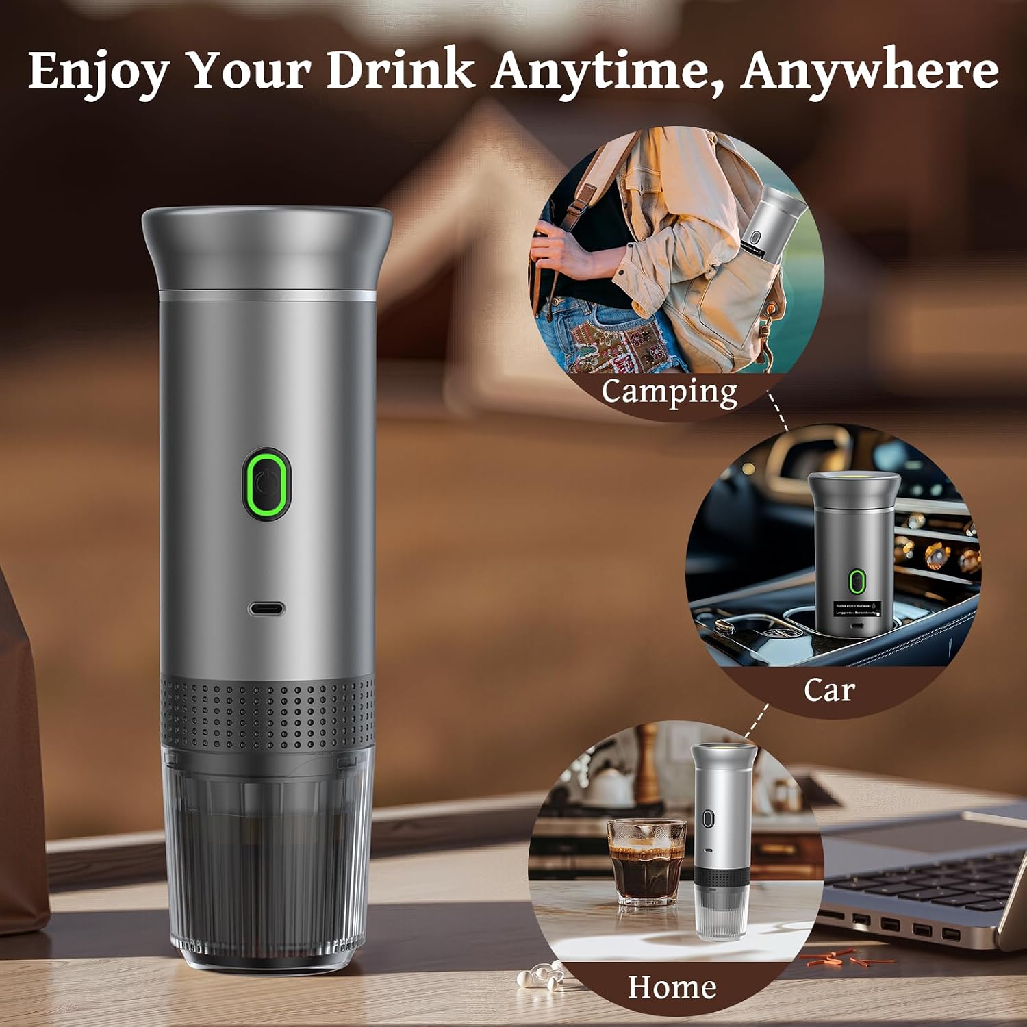 Coffee Tea Espresso Machines - เครื่องชงกาแฟพกพาแบบอัพเกรดใหม่ปี 2026, เครื่องชงเอสเพรสโซสำหรับเดินทาง, เครื่องชงกาแฟพกพาพร้อมถ้วยชาขนาดเล็ก