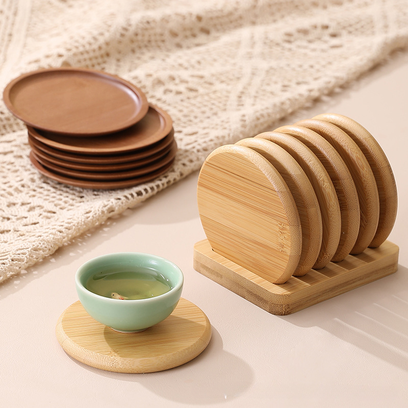 แผ่นรองแก้วไม้ไผ่ทรงกลมกันลวกแ - Coffee Tea Place บทวิจารณ์และราคา