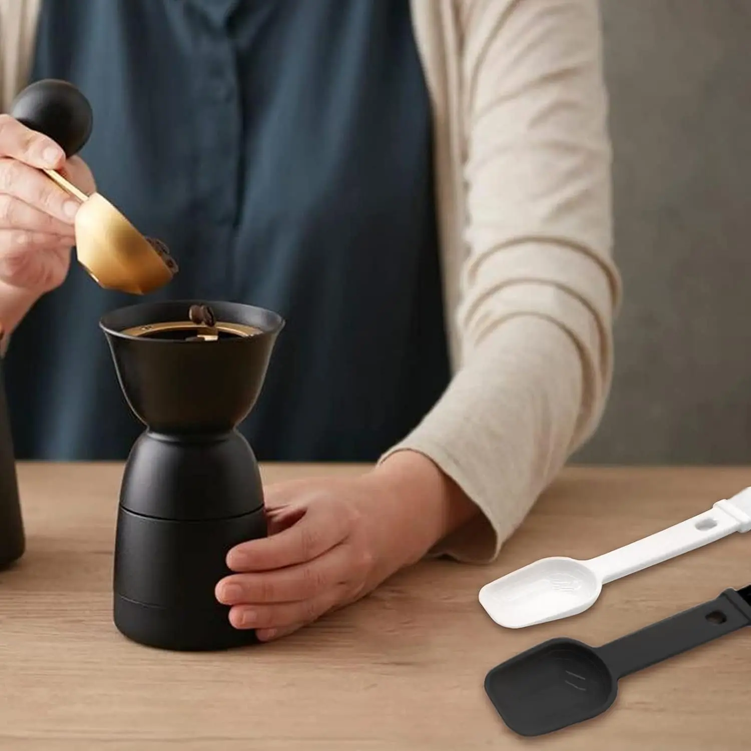ช้อนตักกาแฟพร้อมแปรงทำความสะอา - Coffee Tea Espresso Machines บทวิจารณ์และราคา