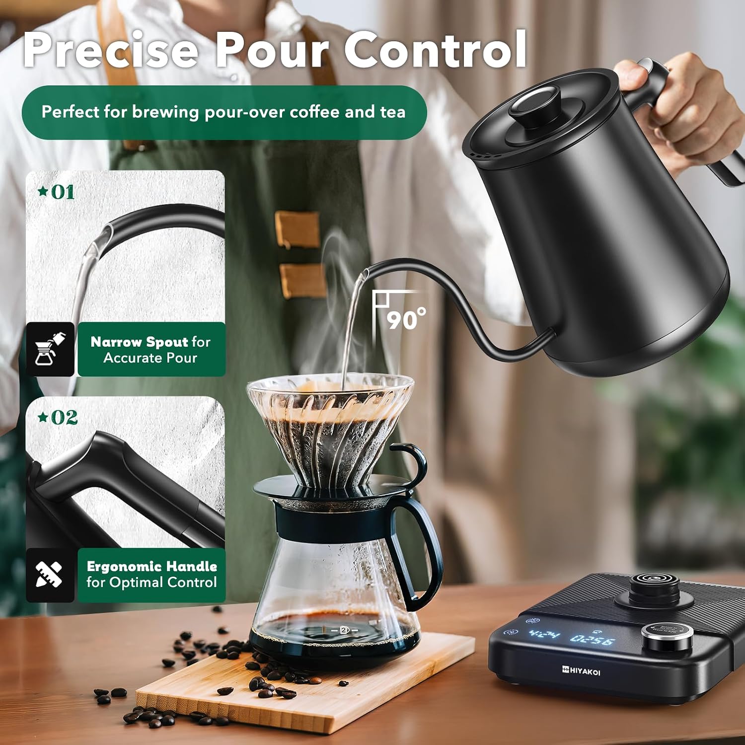 กาต้มน้ำไฟฟ้าแบบคอห่าน ±1 ℉    - Pour Over Kettle บทวิจารณ์และราคา