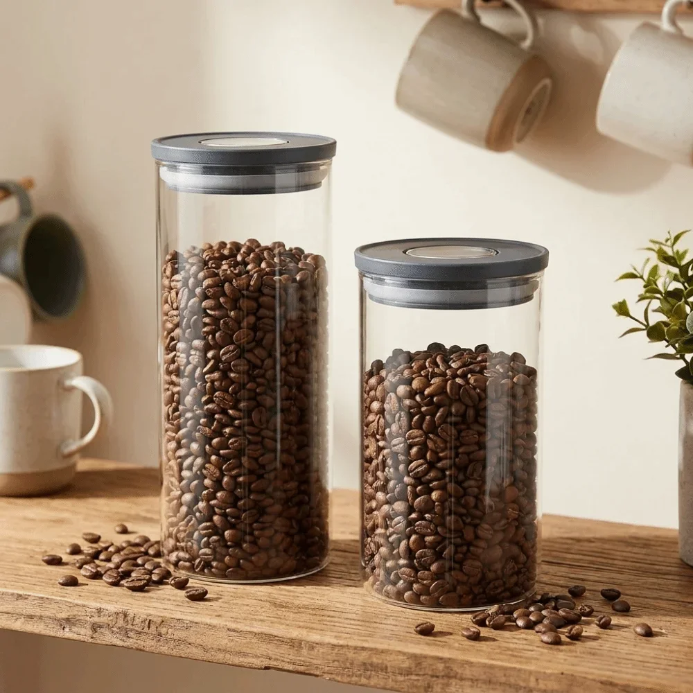 ถังแก้วสุญญากาศแบบใส ขวดเก็บเม - Coffee Tea Press บทวิจารณ์และราคา